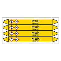 Značení potrubí, kyslík,4 ks, 250 × 26 mm